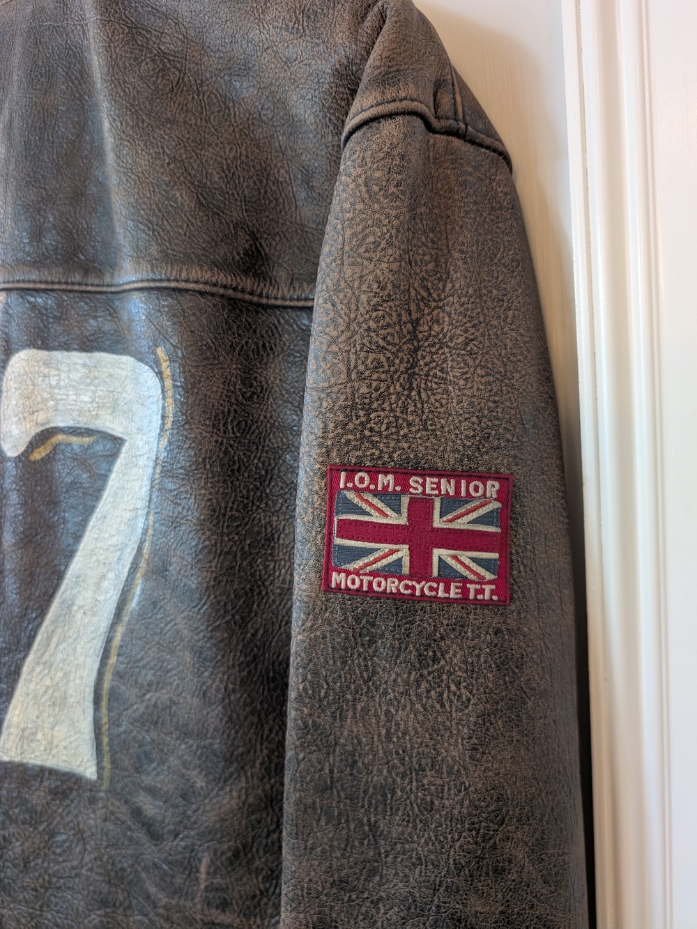 Ralph Lauren Vintage Men's Hand Painted Brown Distressed Leather Rider Jacket - Picture 9 of 16